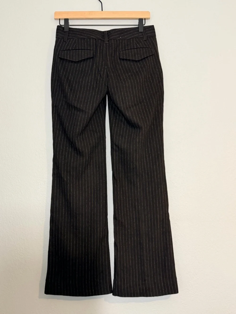 Club Monaco Pinstripe Wool Blend Tailored Wide Leg Brown Trouser Pants in Size 0